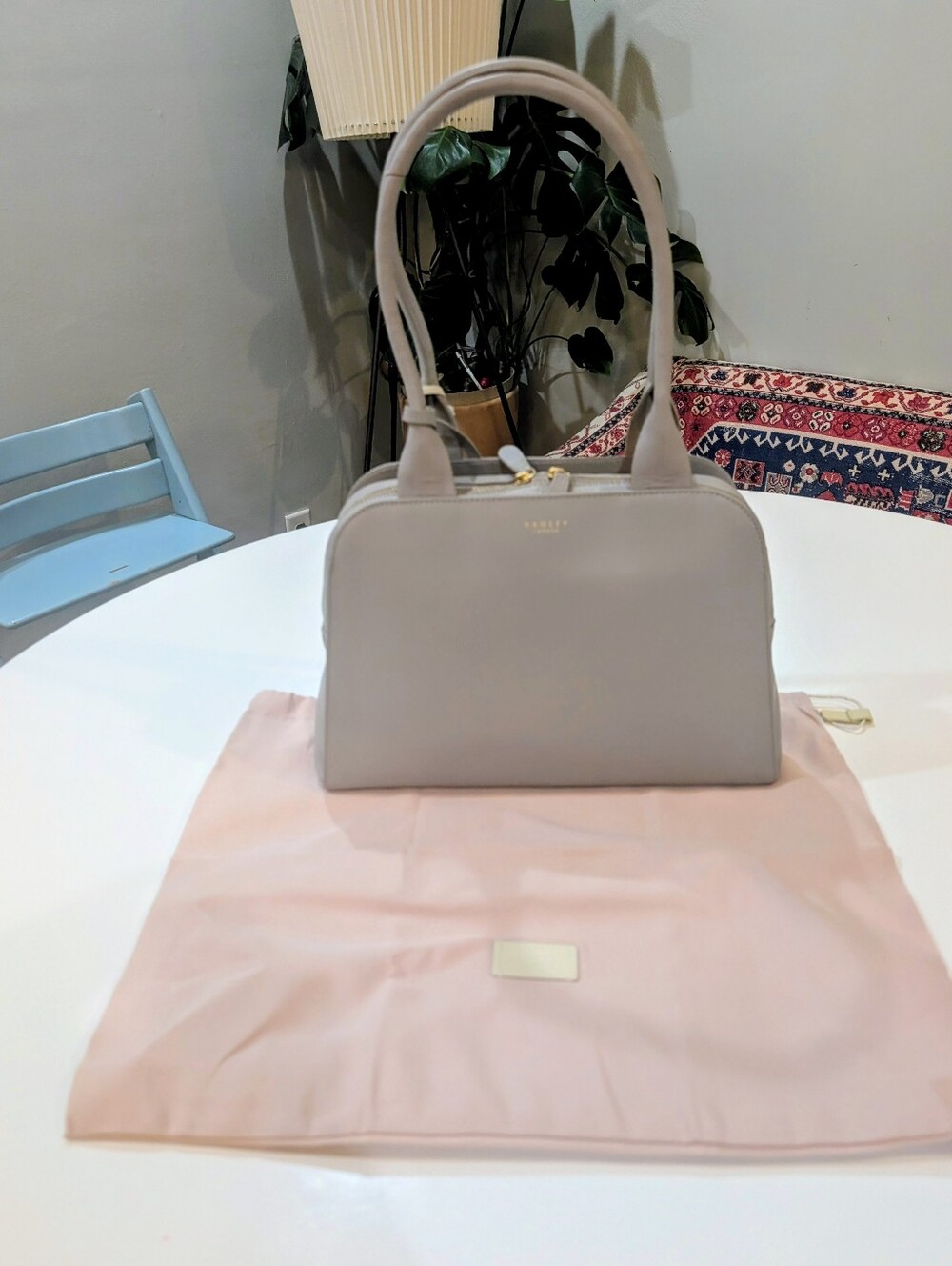 Radley London Grey Leather Dome Tote Handbag